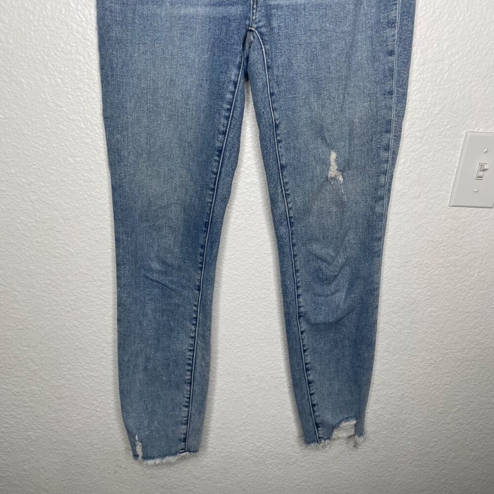 Loft Curvy High Waist Skinny Ankle Jeans Blue Distressed Raw Hem Size 25 0 - Picture 9 of 15